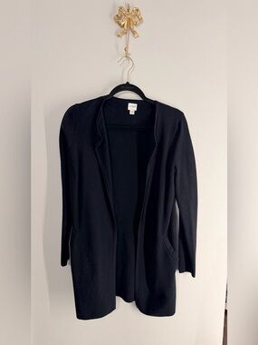 J. Crew Black Open-Front Long Cardigan